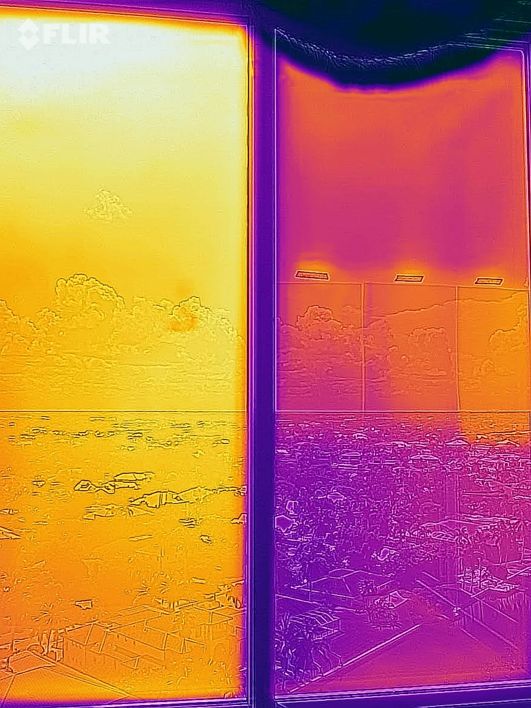 FLIR thermal imaging showing ceramic film failure vs VK70 performance on impact glass at Baypointe Naples
