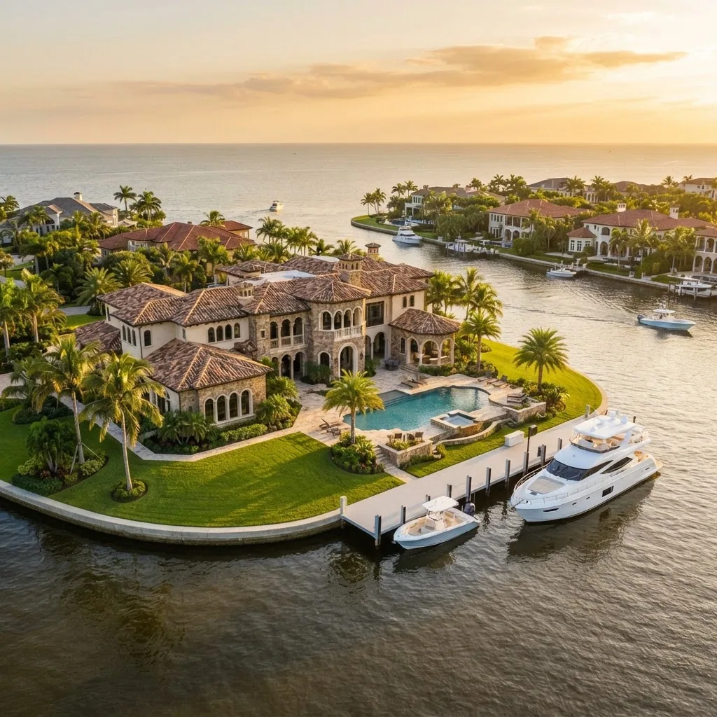 Luxury waterfront estate in Port Royal, Naples, Florida with pool and private dock