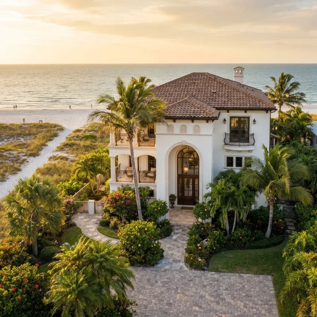 Elegant beachside home in The Moorings, Naples, Florida near the Gulf