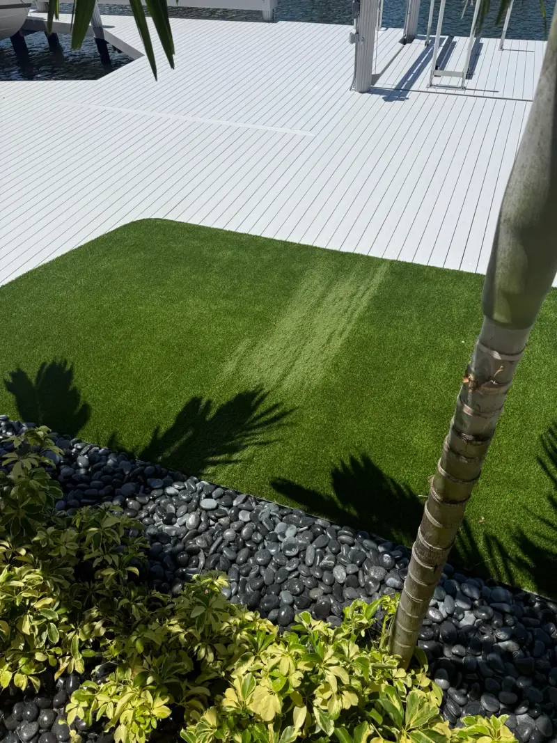 Artificial turf burn pattern on Marco Island property caused by reflective Low-E window
